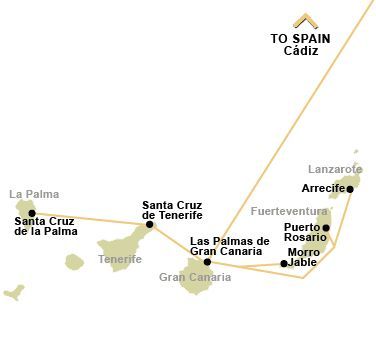 Canary Island Ferry Crossing Route Map - Including Link to Spain